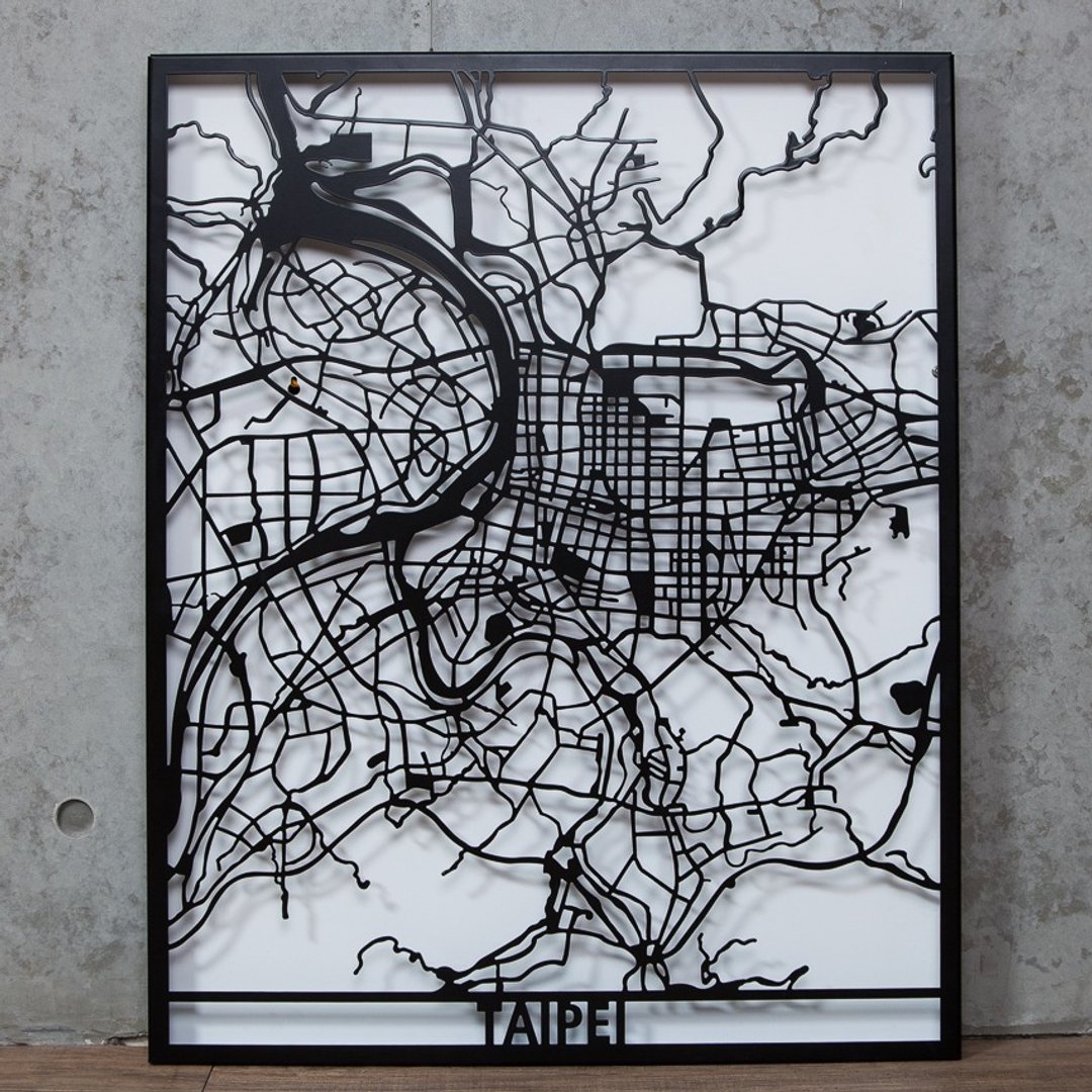 【OPUS东齐金工】铁皮艺术画/工业风loft/定制台北地图挂画TAIPEI - 海报/装饰画/版画 - 其他金属 黑色