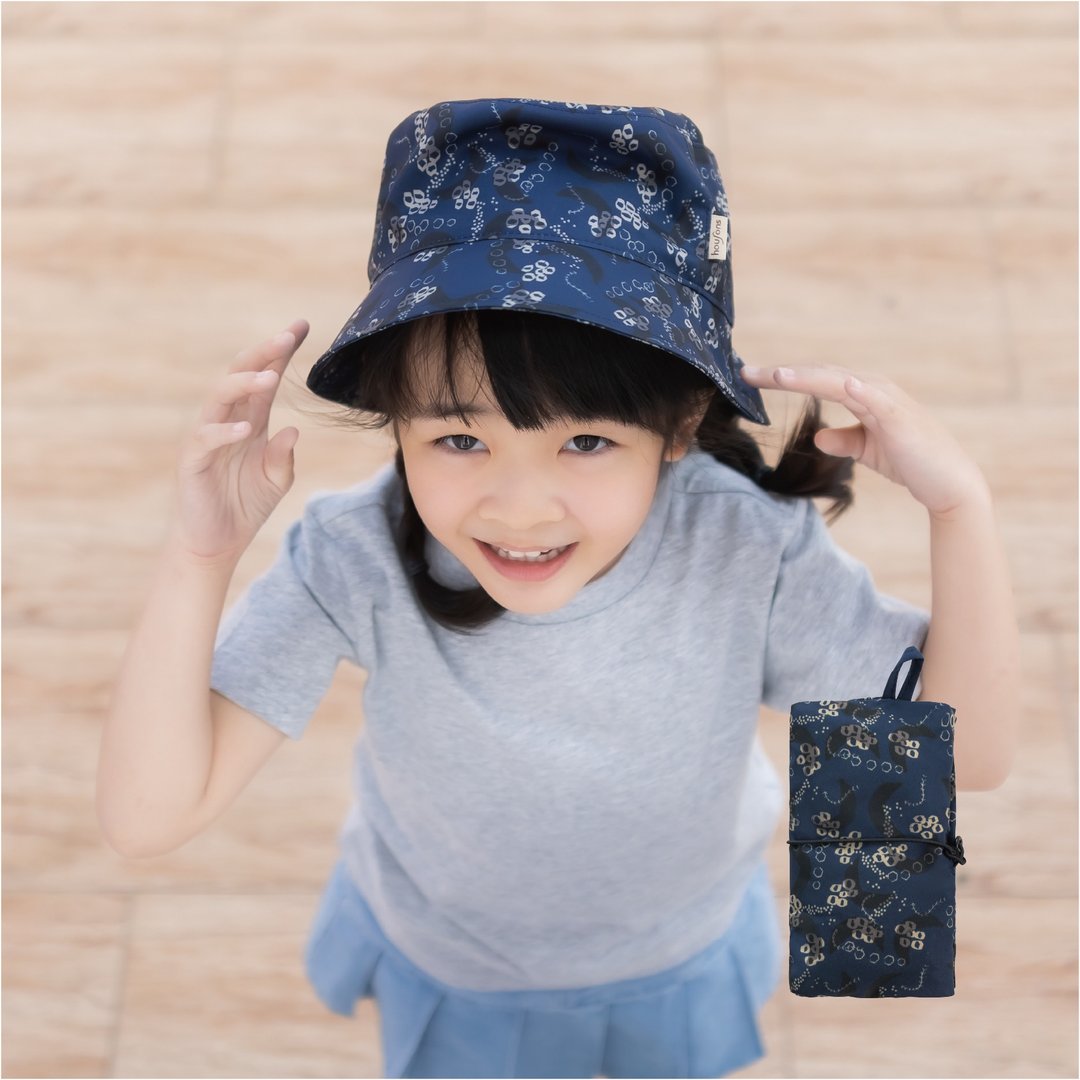 大人 + 小孩亲子同款_双面戴渔夫帽 - 可调节尺寸 收纳功能 吸湿排汗 - 帽子 - 环保材料 