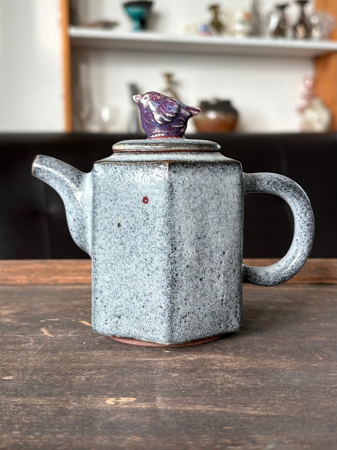 纯粹制陶 - 灰釉小鸟六角壶 - 茶具/茶杯 - 陶 