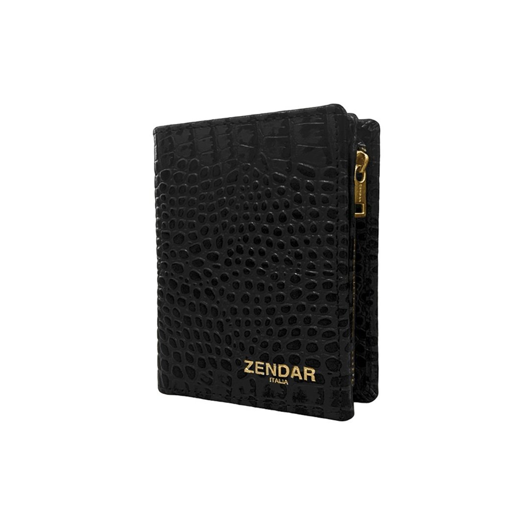 ZENDAR 限量1折 顶级小牛皮鳄鱼纹拉链短夹 全新专柜展示品 - 皮夹/钱包 - 真皮 黑色