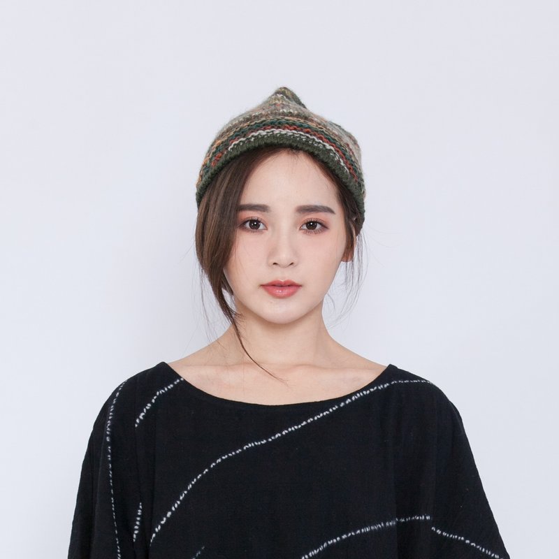 羊毛手织大地彩色复古帽＿公平贸易 - 帽子 - 羊毛 绿色