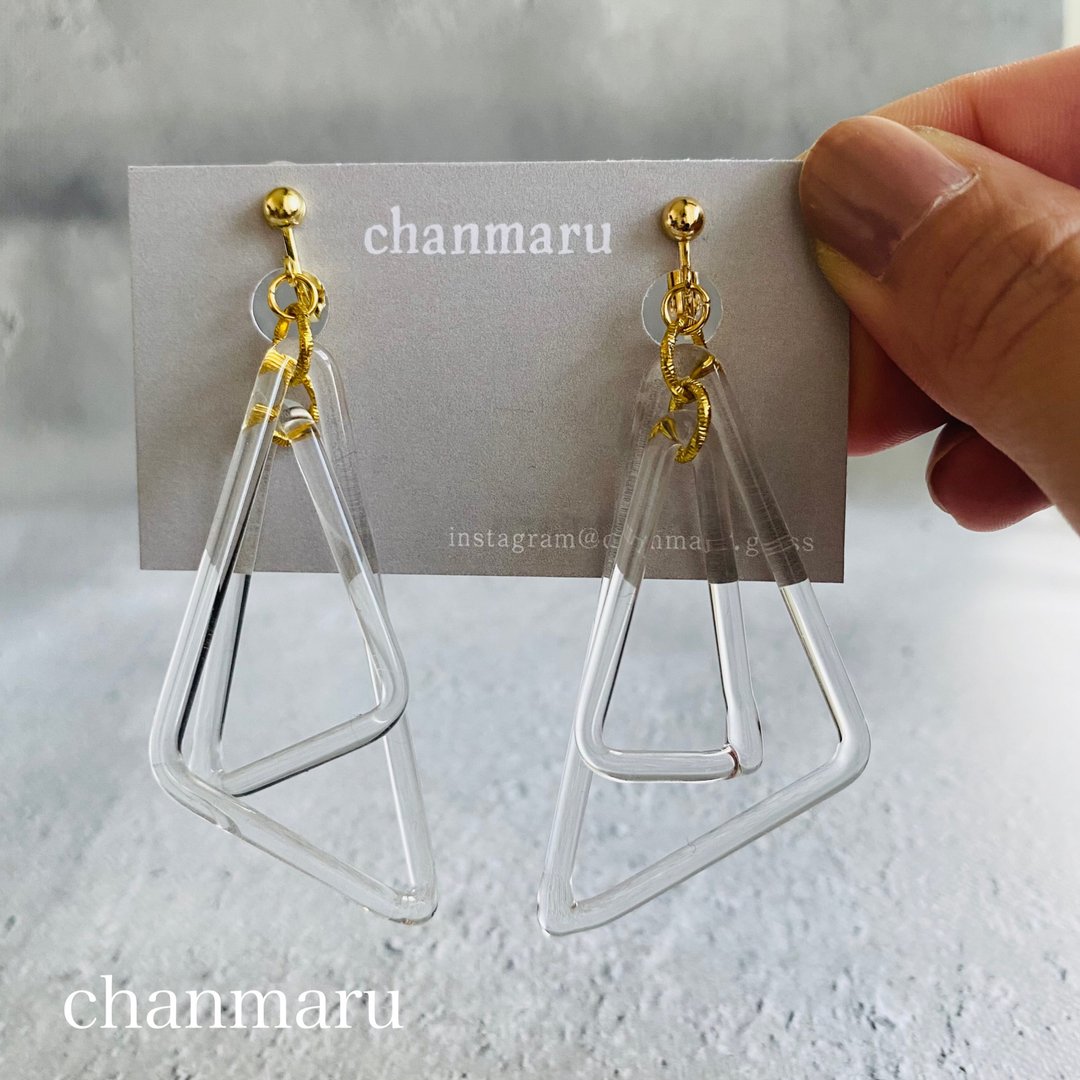 triangle - 耳环/耳夹 - 玻璃 透明