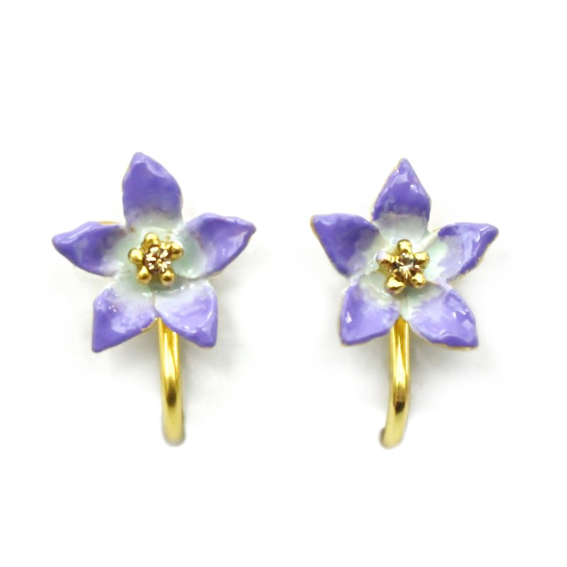 Kikyou Clip Earring / bellflower Clip-On EA074 - 耳环/耳夹 - 其他金属 紫色