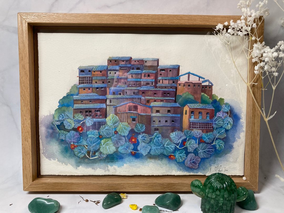 水彩原画/居家摆设/送礼/高速公路下的风景 - 海报/装饰画/版画 - 纸 紫色