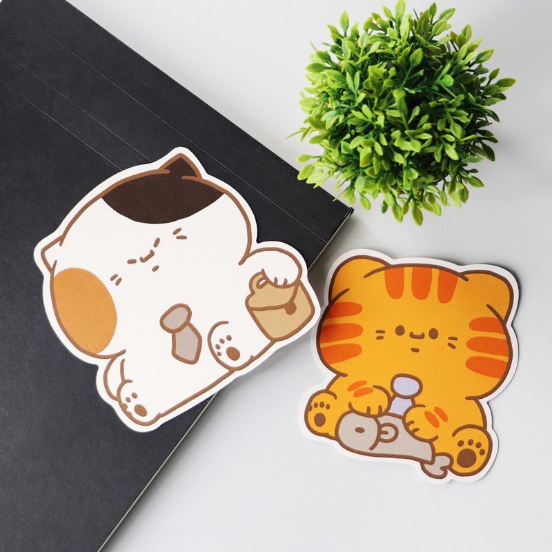 造型明信片-小菜猫│小三花看家中Sanfa cat│猫咪明信片 - 卡片/明信片 - 纸 白色
