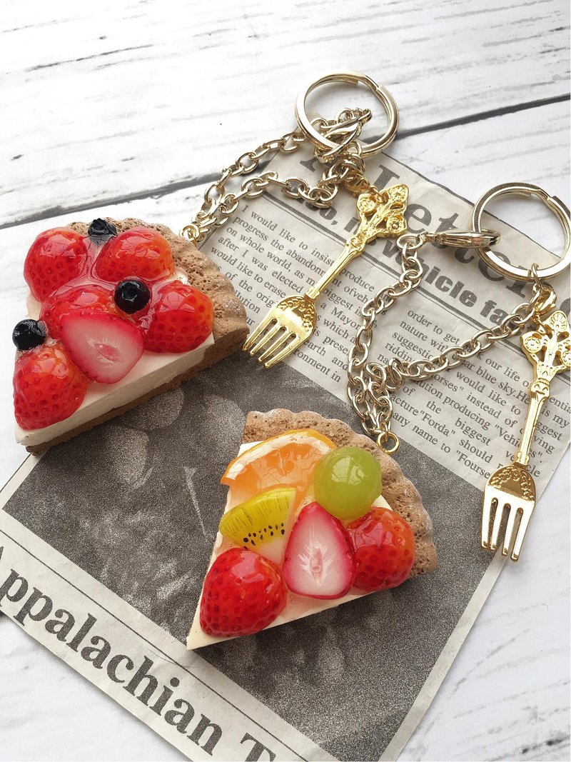 Glossy fruit tart bag charm sweets deco fake sweets - 吊饰 - 粘土 金色