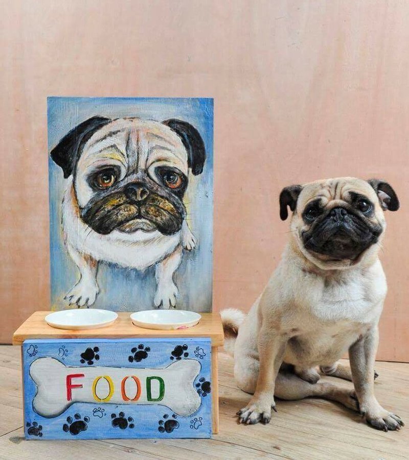 专属订单 -【熊肯作木工坊】//定制化//造型毛小孩餐桌 - 碗/碗架 - 木头 咖啡色