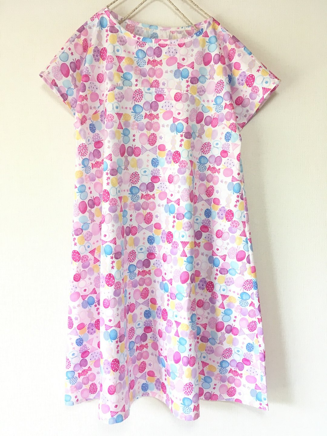 Watercolor ribbon and butterfly simple flare one piece lavender - 洋装/连衣裙 - 棉 粉红色