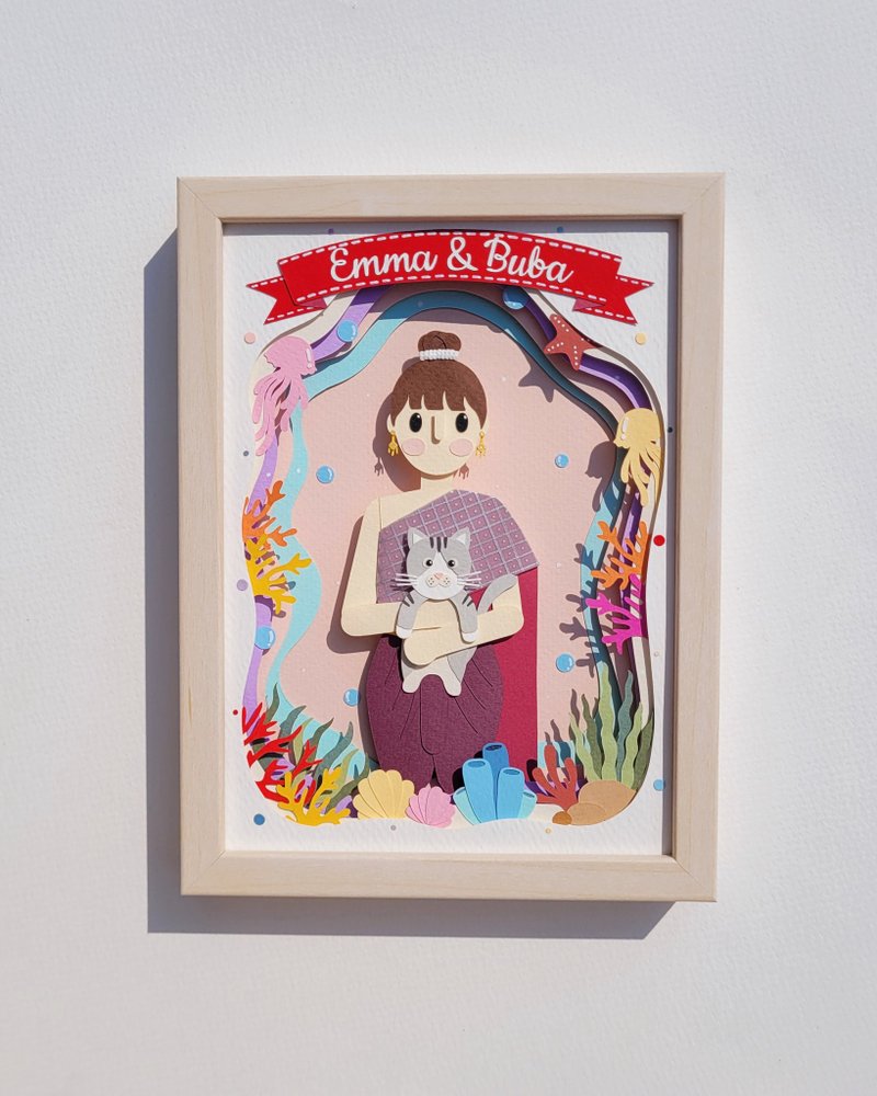 Layered custom papercut frame: birthday theme. - 画框/相框 - 纸 