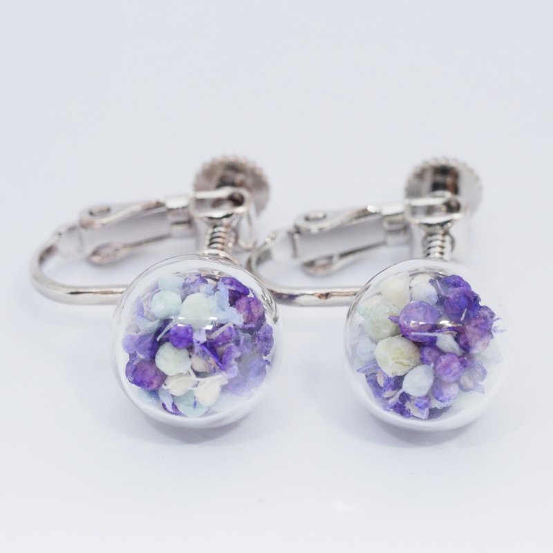 爱家作- OMYWAY DIY 干花  玻璃球 耳针 耳环 耳勾 垂挂 耳夹  1cm - 耳环/耳夹 - 玻璃 绿色