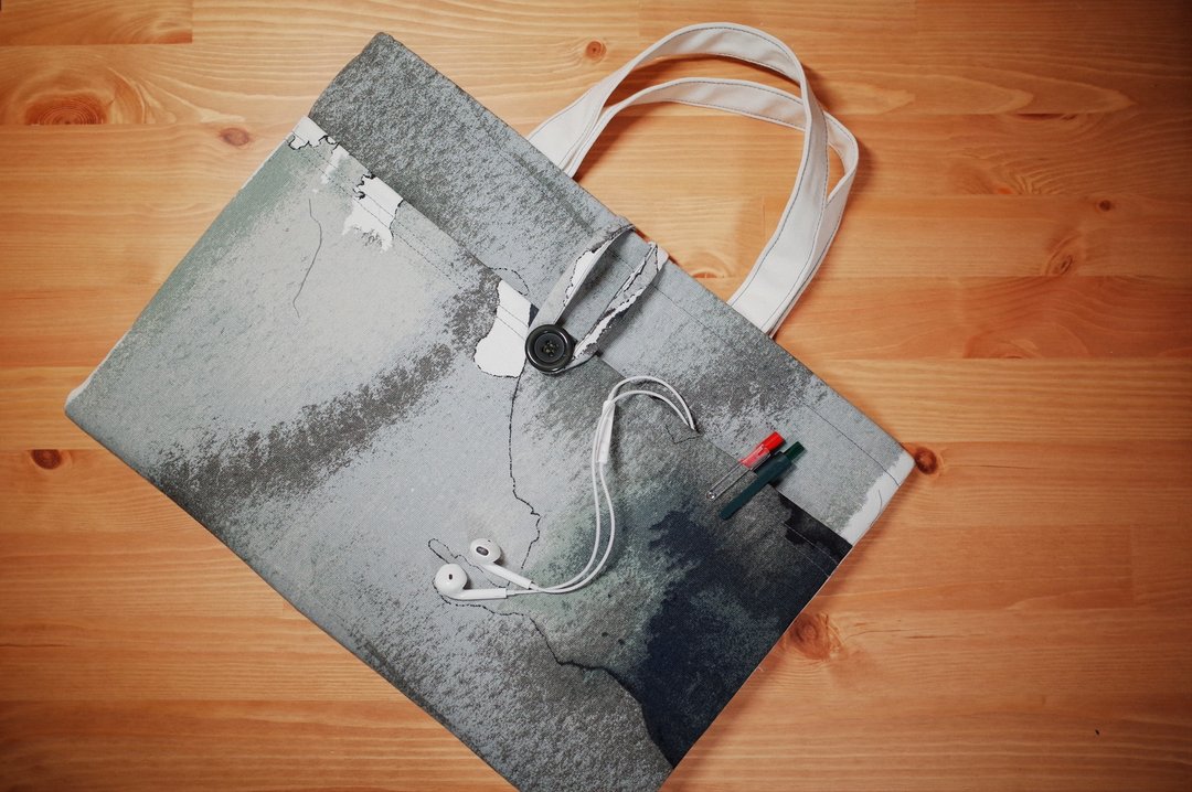 墨香。抽象水墨笔记本电脑包/托特包/laptop tote【尺寸可定制】 - 电脑包 - 棉．麻 灰色