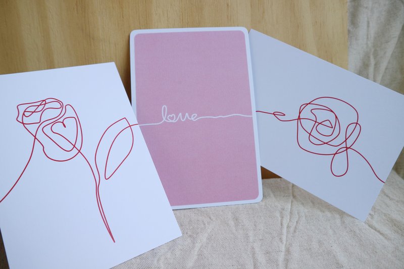 明信片 / 万用卡 / 玫瑰花 / 情人节 - 卡片/明信片 - 纸 粉红色