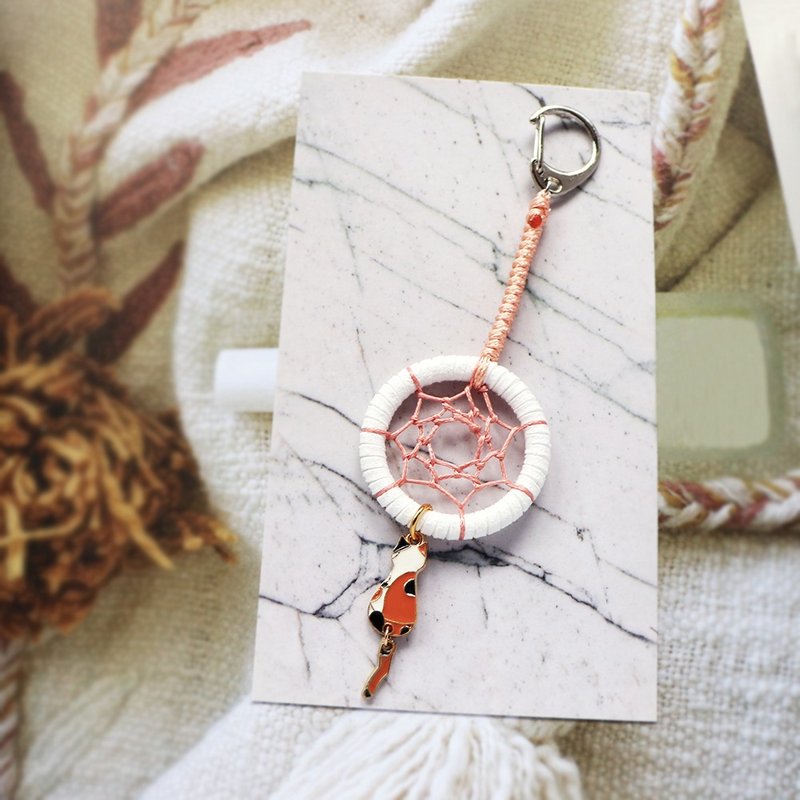 【限量】嗨嗨小橘猫丨礼物 手工编织 捕梦网 Dreamcatcher 吊饰 - 吊饰 - 其他材质 橘色