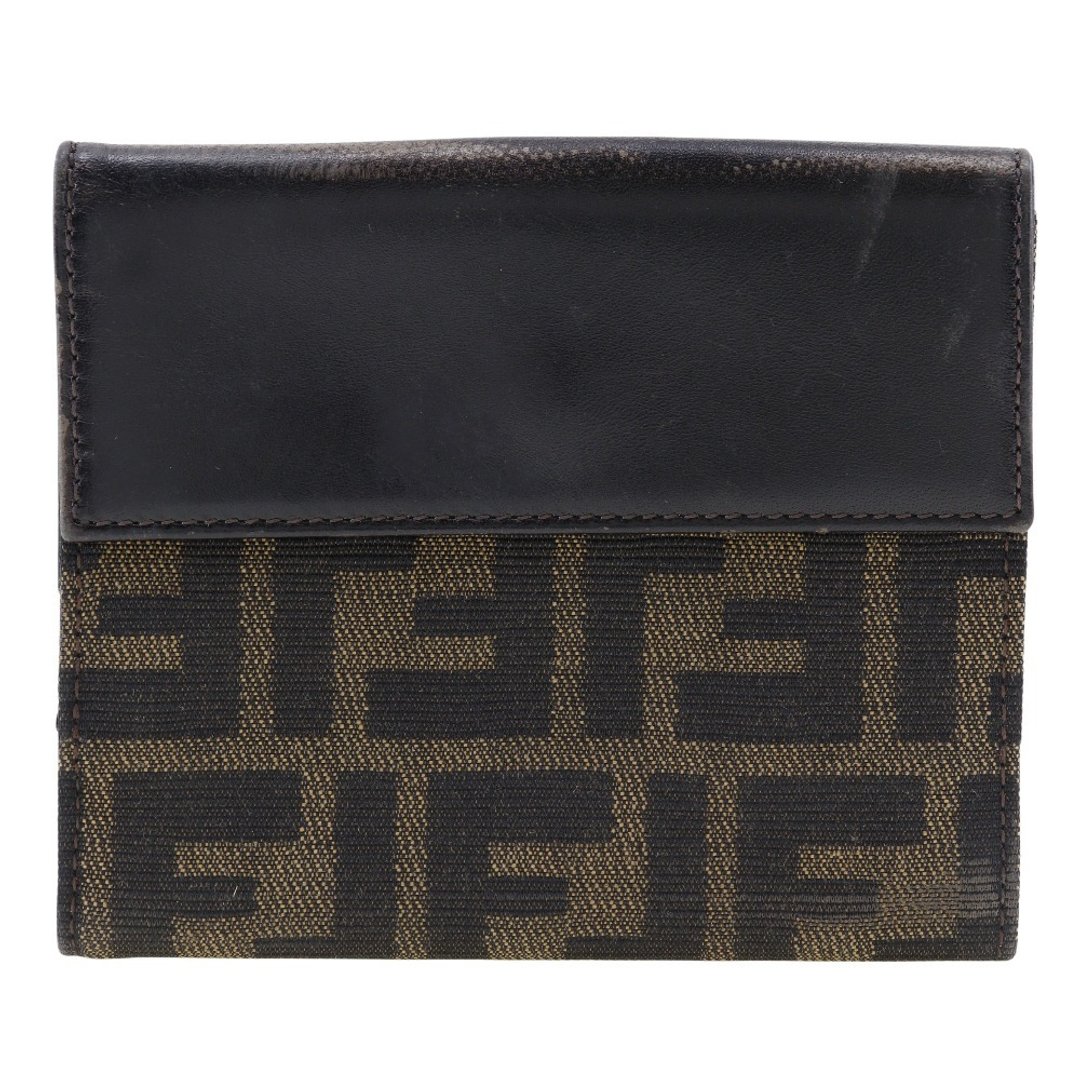 【日本直送】FENDI 双折短夹 帆布 × 皮革 女仕款【二手】 - 皮夹/钱包 - 棉 咖啡色