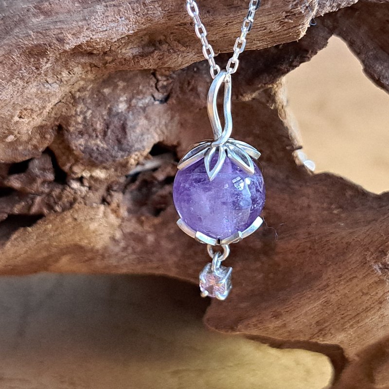 花瓣紫水晶吊坠No.23 - 项链 - 银 