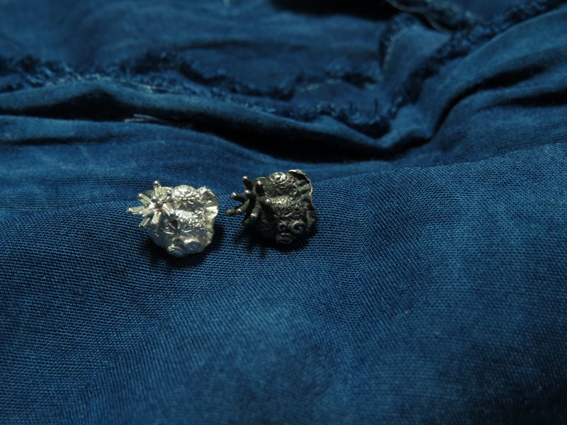 【925银饰 LOU】海洋系列 - 珊瑚石(单售) - 耳环/耳夹 - 银 银色