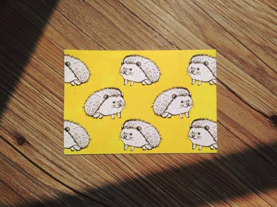 【动物系列】忙碌的刺猬 填色明信片 - 卡片/明信片 - 纸 黄色