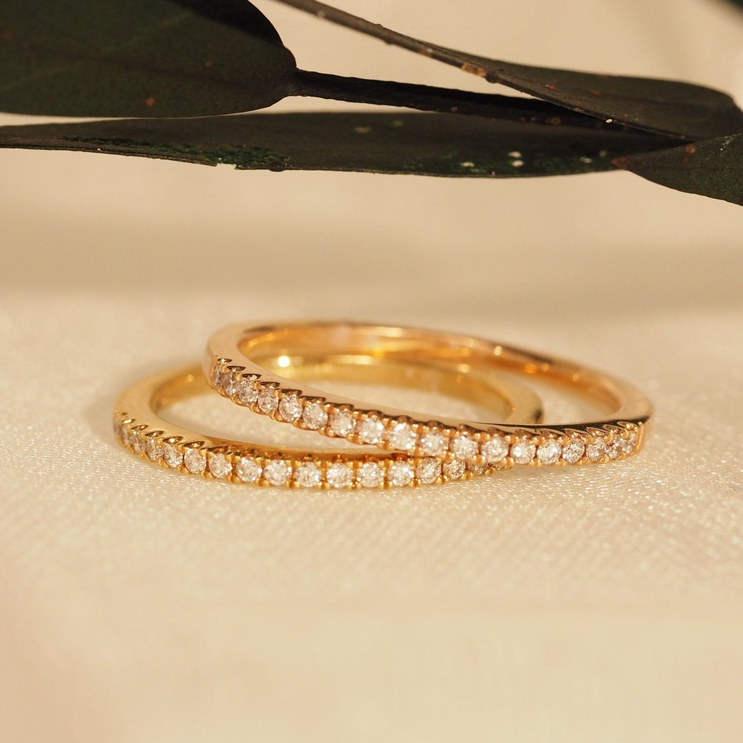 18K金经典钻石戒指 18K Gold Classic Diamond Band Ring - 戒指 - 贵金属 
