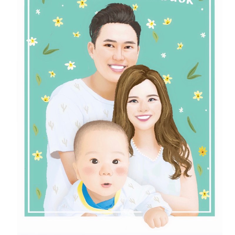 百日宴 满月 生日回礼 定制化人像 | 纪念插画 | 明信片 | 贺卡 - 喜帖 - 纸 