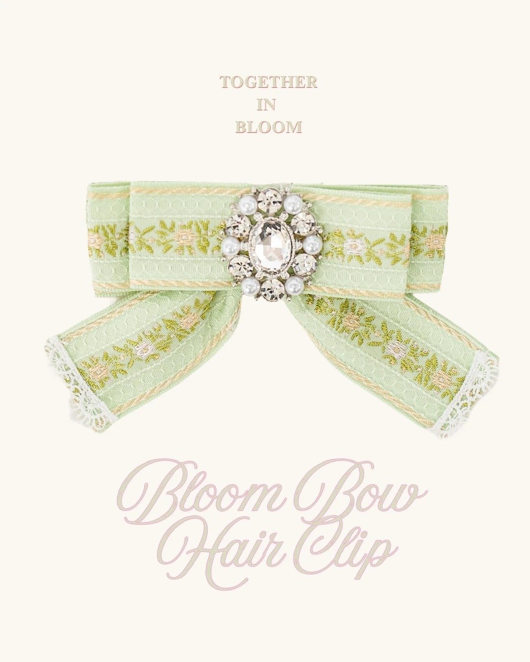 花语蝴蝶结发夹 Bloom Bow Hair Clip—绿花 - 发饰 - 聚酯纤维 绿色