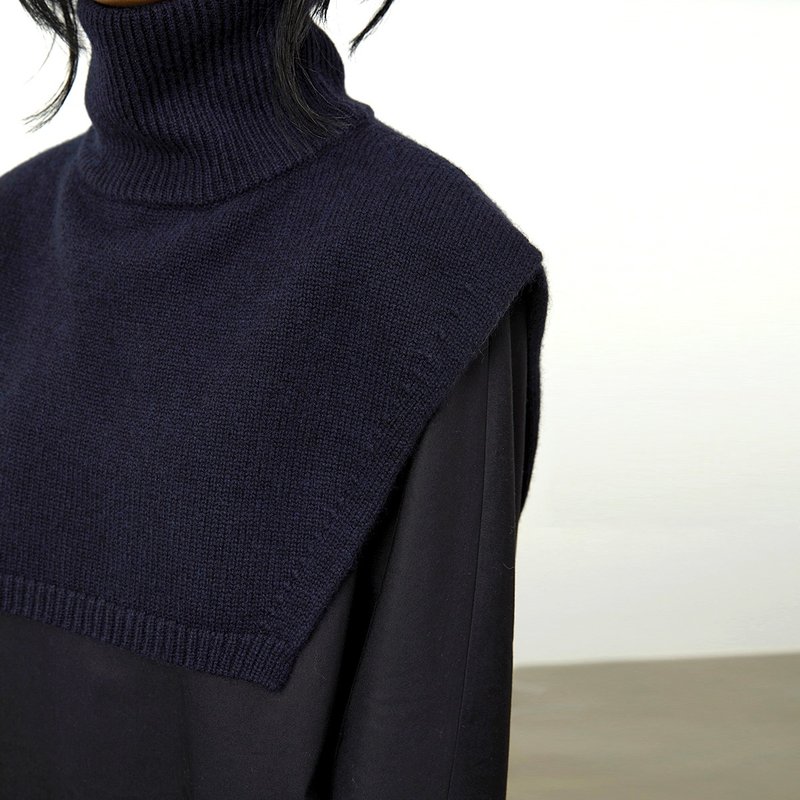 藏蓝山羊绒羊毛保暖套头式打底高领针织围脖披肩 杲果GAOGUO - 围巾/披肩 - 羊毛 蓝色