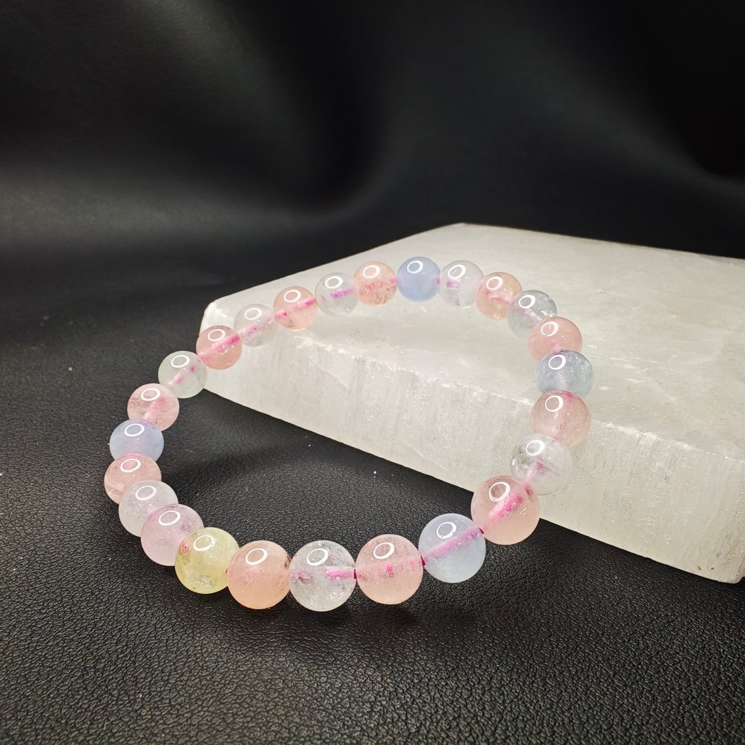 摩根石 巴西 7.5mm 手串 天然水晶 Morganite - 手链/手环 - 水晶 