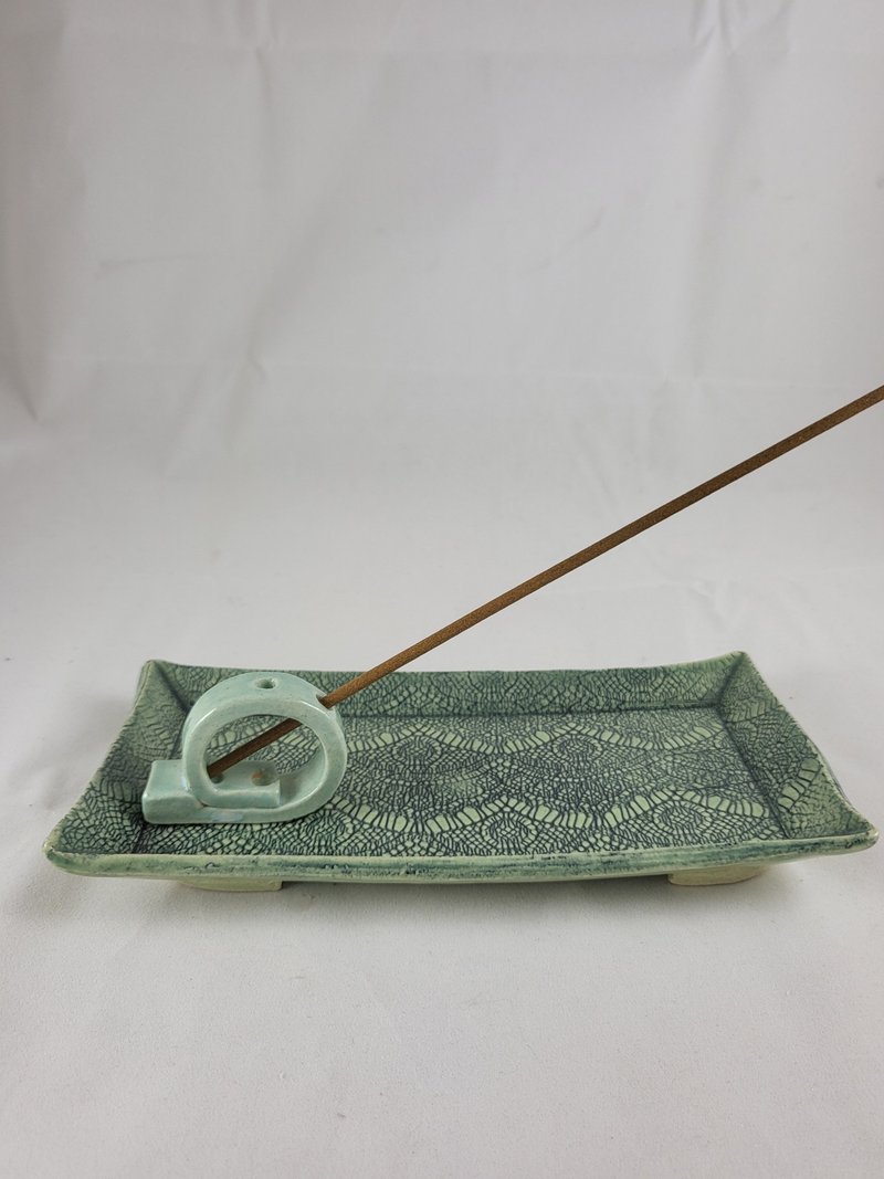 一叶扁舟青瓷线香盘 - 香薰/精油/线香 - 瓷 绿色
