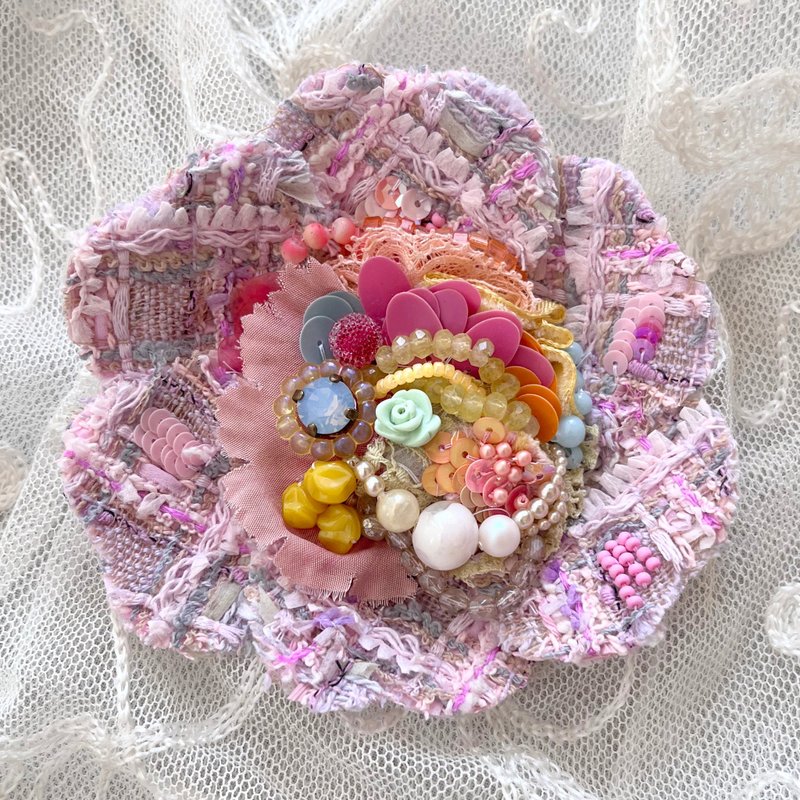 胸花 胸针  No.64  手作饰品 - 胸花/手腕花 - 棉．麻 