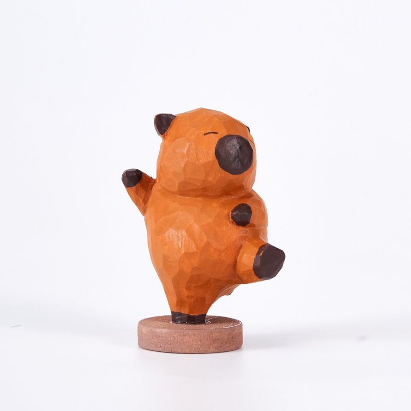 Cuba 开心跳舞的卡皮巴拉水豚木雕 - 摆饰 - 木头 咖啡色