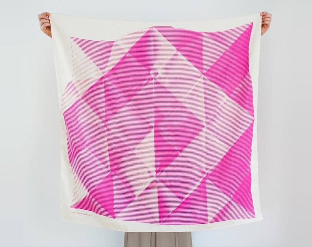 Folded Paper Pink - 丝巾 - 棉 粉红色