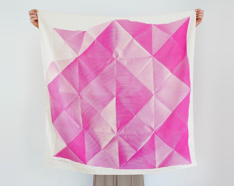 Folded Paper Pink - 丝巾 - 棉．麻 粉红色