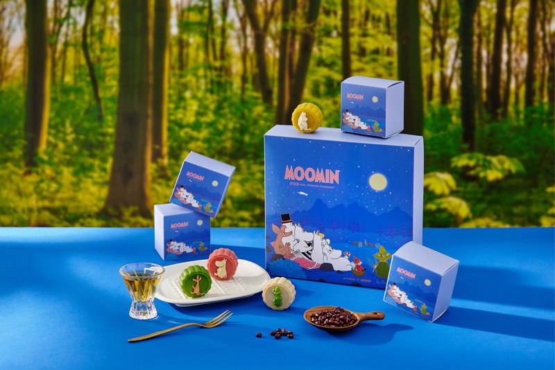 【Pinkoi x Moomin】Moomin璀璨中秋月饼礼盒 低糖健康 - 蛋糕/甜点 - 新鲜食材 蓝色