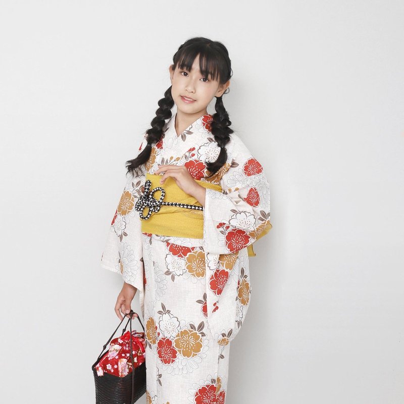 浴衣 腰封 2件组 儿童 130/140 x23-2 - 其他 - 棉．麻 红色