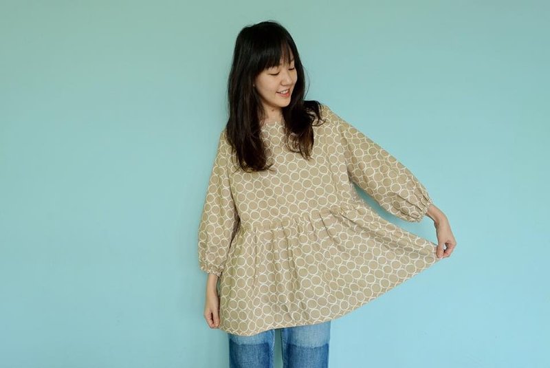 00妈！我把洋装缩小了00（只剩下最后一件现货可马上寄出） - 女装上衣 - 棉．麻 卡其色