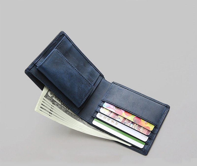 男女钱包 折叠真皮皮夹 休闲钱包 - 皮夹/钱包 - 真皮 黑色