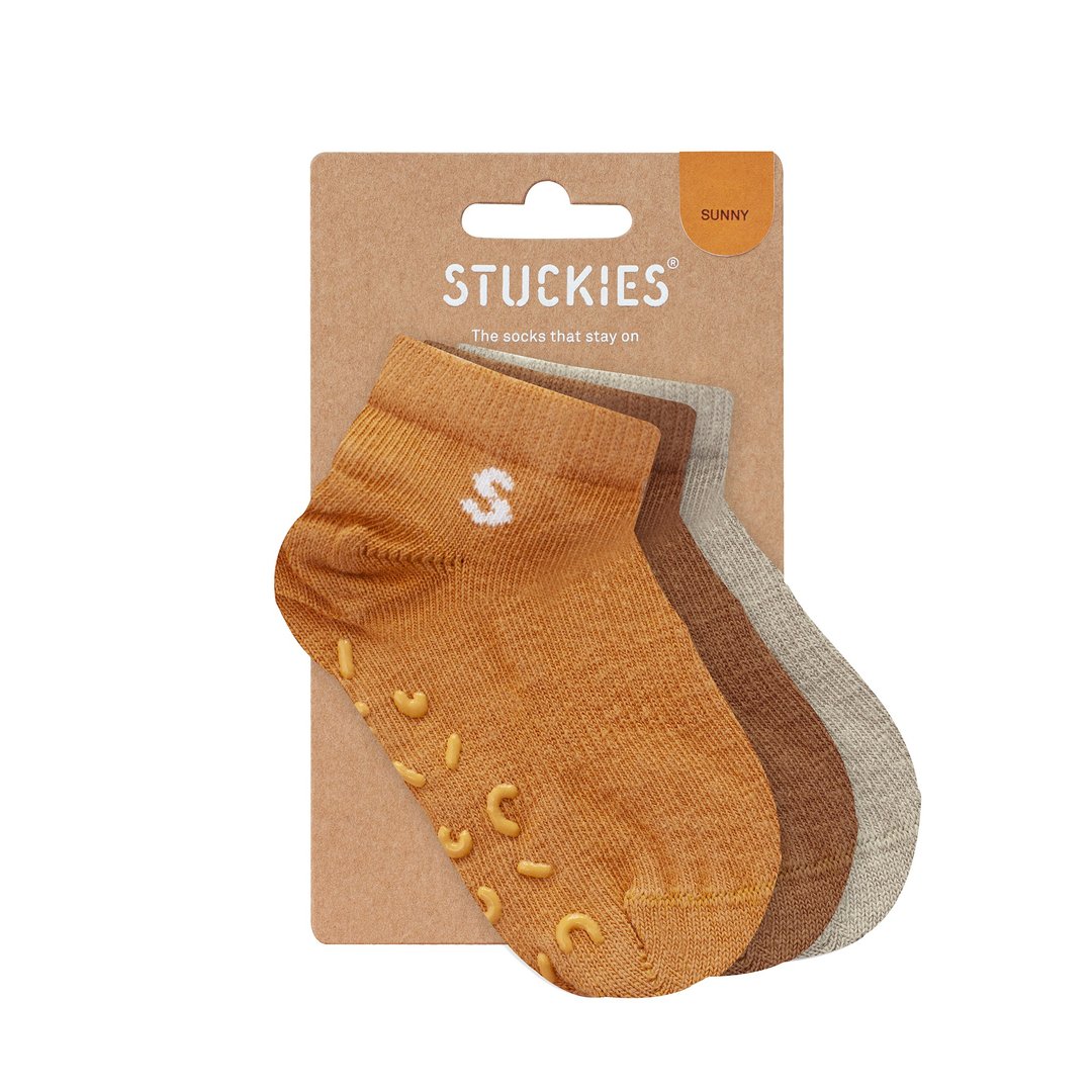 Stuckies - 短袜/防滑袜三入组 - Sunny - 婴儿袜子 - 棉．麻 