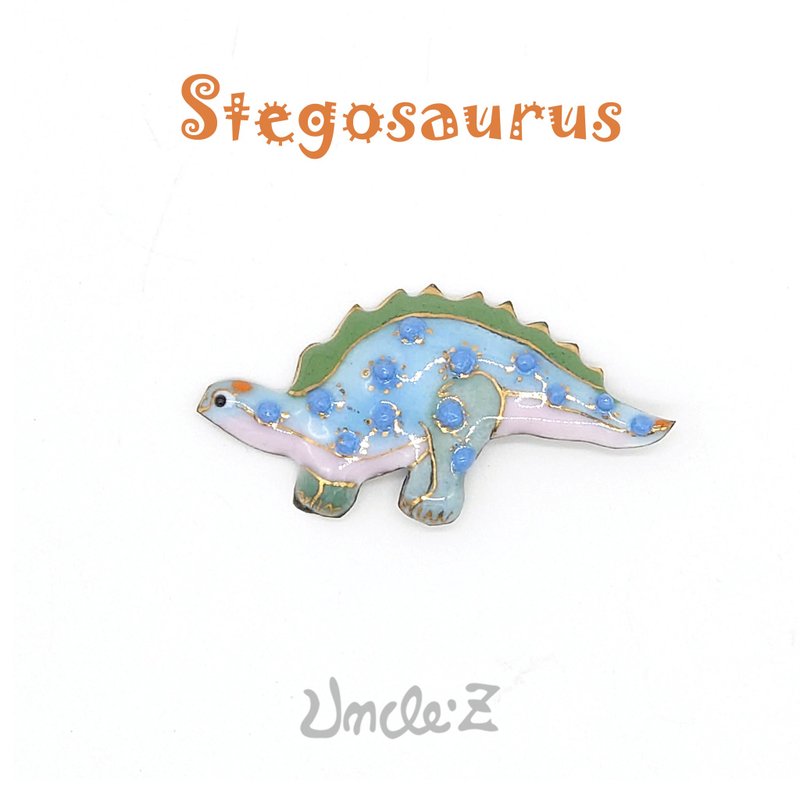 恐龙-剑龙B-的七宝烧胸针 - 徽章/别针 - 其他金属 紫色