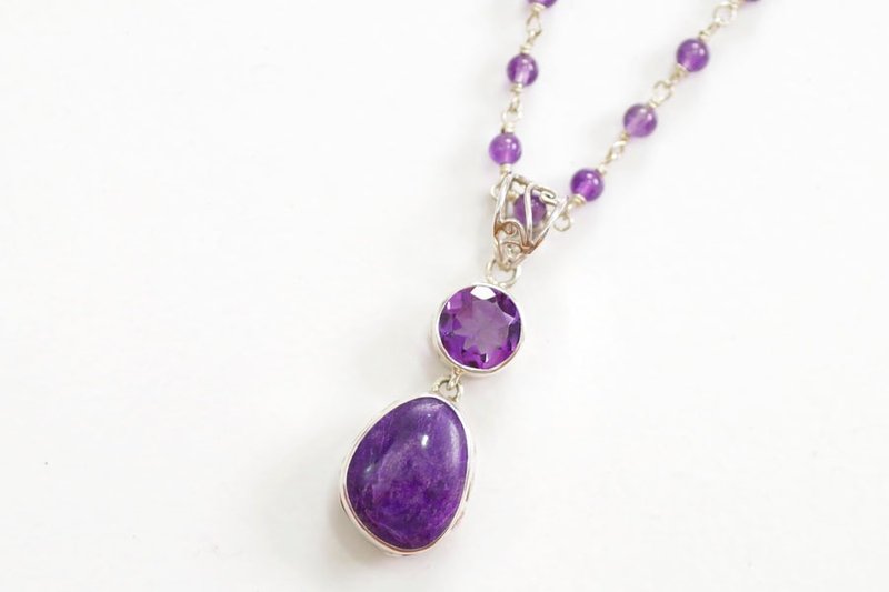 Sugilite and amethyst necklace - 项链 - 石头 紫色