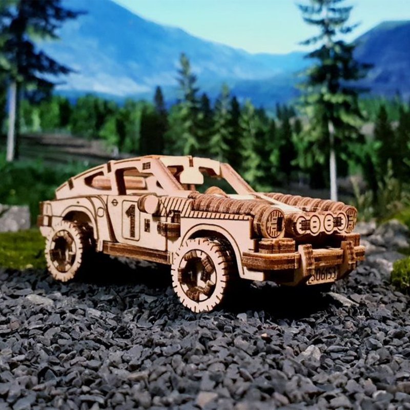 偷偷为男友准备的手工礼物 WOODEN CITY Rally Car 4 / 立体模型 - 木工/竹艺/纸艺 - 木头 卡其色