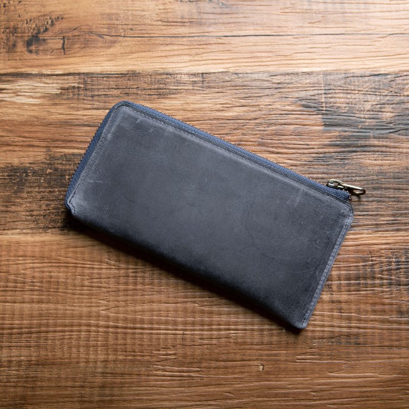 超薄长夹 TIDY Slim 日本设计 收纳钥匙 TIDY2.0 蓝 - 皮夹/钱包 - 真皮 蓝色