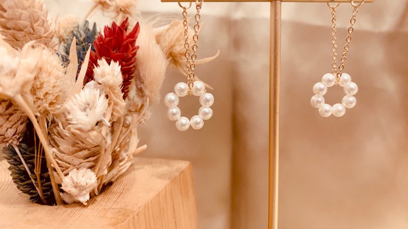 多拿日珍珠 - 耳环/耳夹 - 珍珠 白色