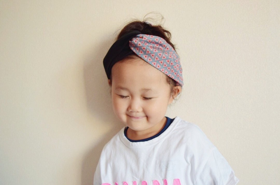 KIDS Triangle pattern x black or navy hairband - 发饰 - 棉 粉红色