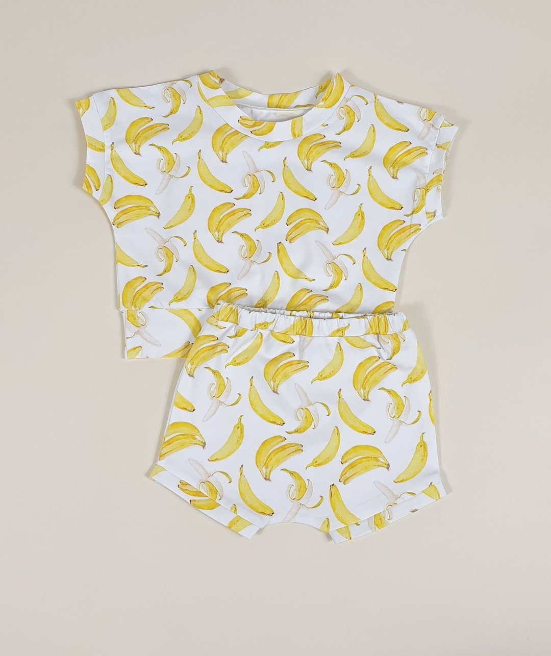 Bananas baby clothes set of 2: baby t-shirt and shorts, size 3-6 months - 满月礼盒 - 棉 