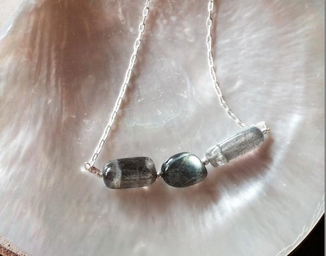 Labradorite ◇ SV Necklace - 项链 - 其他金属 蓝色