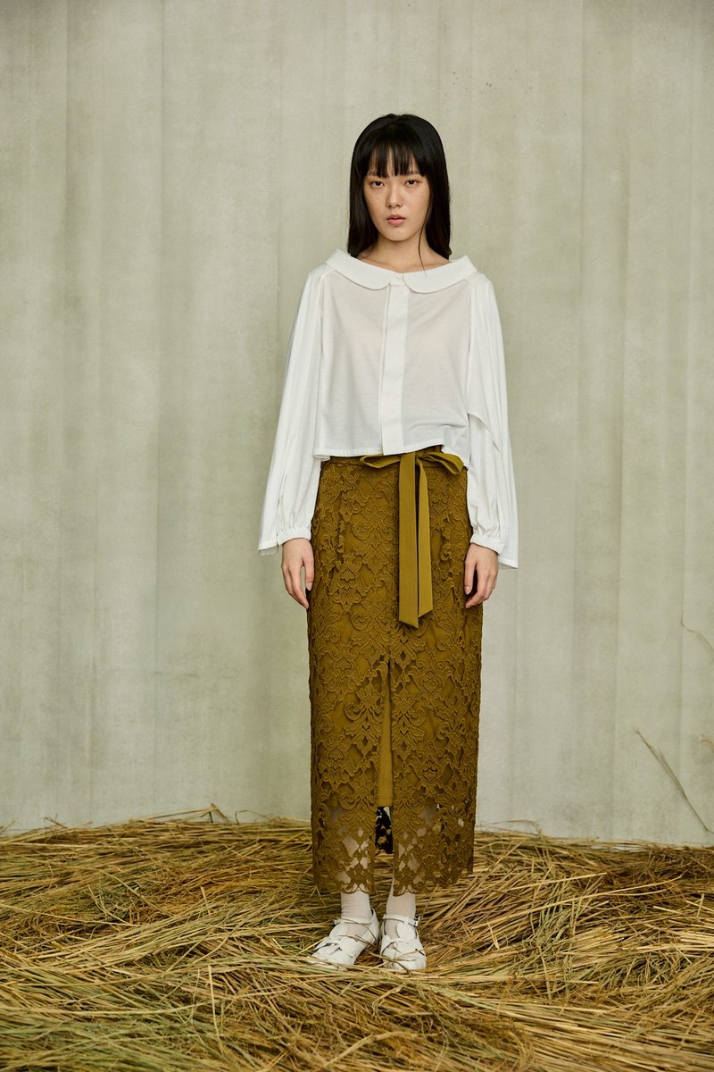 一字领披肩衬衫 - 女装上衣 - 其他材质 白色