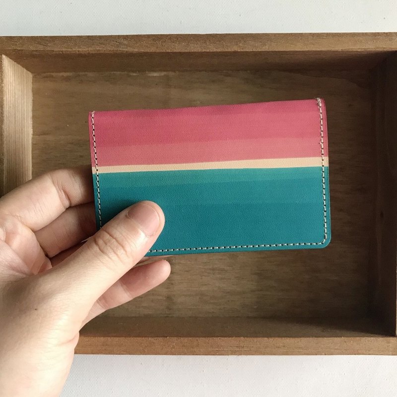 信用卡夹_超薄极简版_夏日海边_胭脂粉与里昂蓝_Card holder - 证件套/卡套 - 真皮 多色