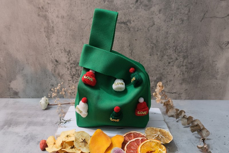 【禾果】可爱圣诞帽手工综合果干针织包-绿色 - 水果干 - 棉．麻 绿色