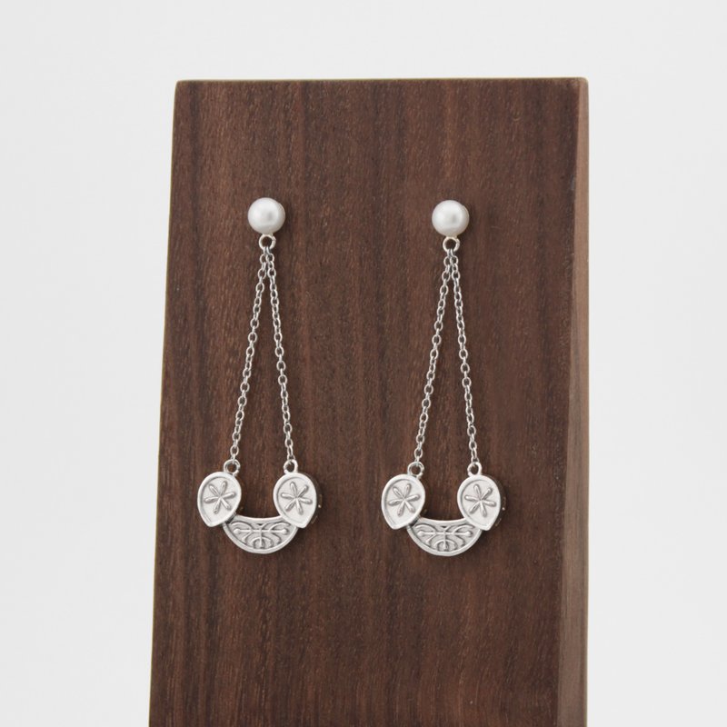 WADANG1405 E (2-1) 白色 - 耳环/耳夹 - 纯银 银色