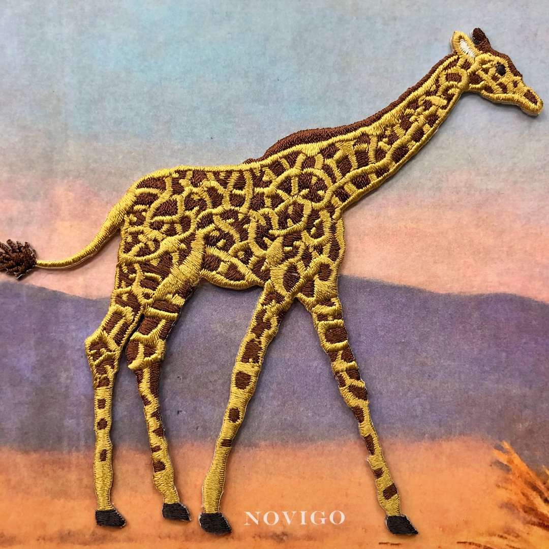 Novigo 濒临绝种动物熨烫刺绣 / 马赛长颈鹿 - 徽章/别针 - 绣线 
