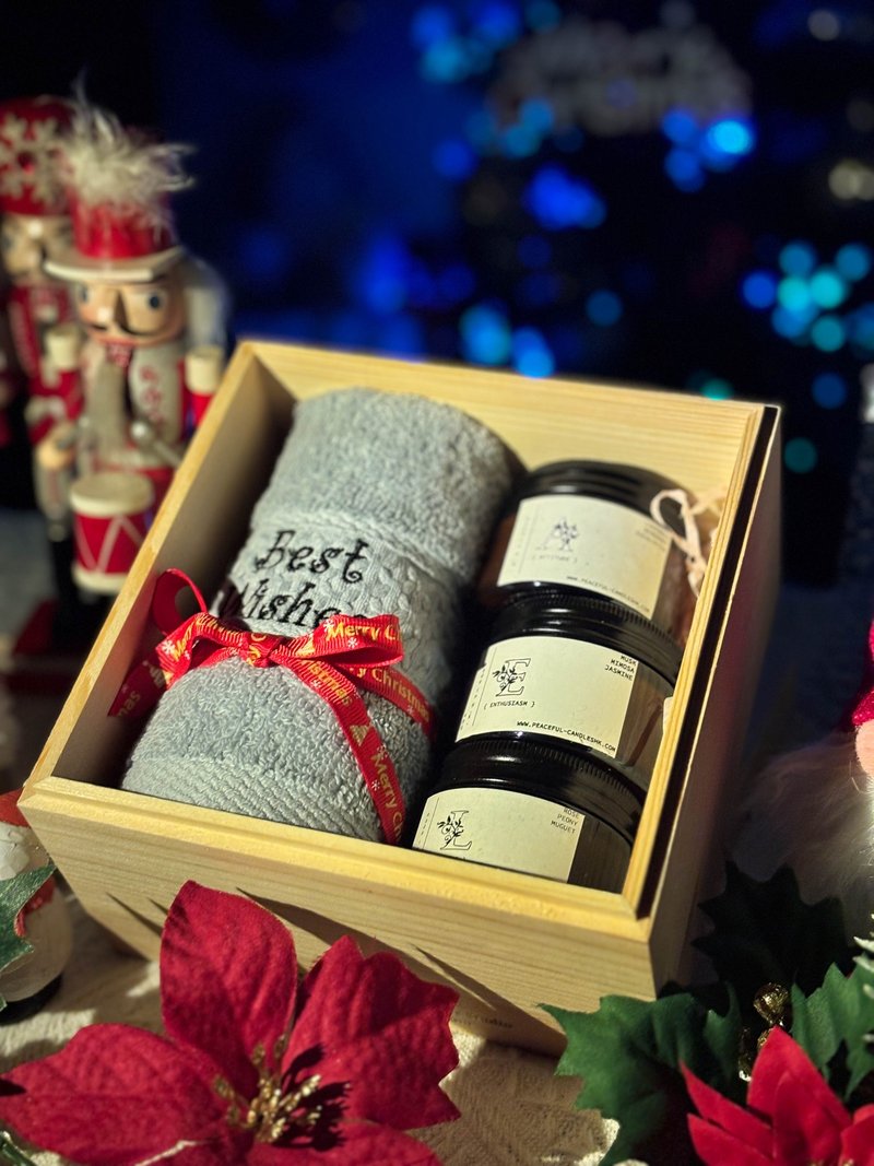 【限量超优惠组】圣诞毛巾Boxset B - 木盒 - 香薰/精油/线香 - 蜡 红色